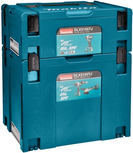 Makita dlx3155tj | ensemble de combinaisons | 18v | perçage, vissage (à percussion) et meulage | ensemble | 5,0ah | dans mbox-dlx3155tj