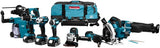 Makita dlx8026tw1 Kit combiné 18 V pour vis (à percussion), perceuses (à percussion), meulage, sciage et montage avec batteries multi-outils 5,0 Ah (3 pièces) - dlx8026tw1