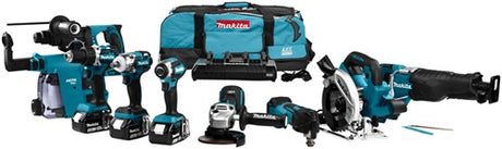 Makita dlx8026tw1 Kit combiné 18 V pour vis (à percussion), perceuses (à percussion), meulage, sciage et montage avec batteries multi-outils 5,0 Ah (3 pièces) - dlx8026tw1