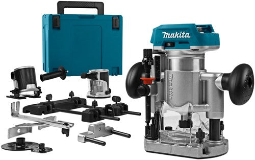 Makita drt50zjx9 fraiseuse à batterie 18v li-ion | sans piles ni chargeur dans m-box avec adaptateur de rail de guidage - drt50zjx9