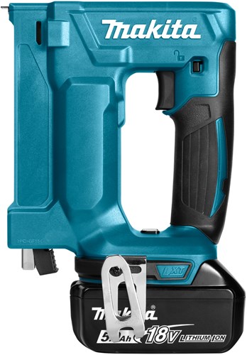 Makita dst112rtj agrafeuse 18 v (largeur d'agrafe 10 mm) batterie 5,0 ah (2 pièces), chargeur rapide, mbox
