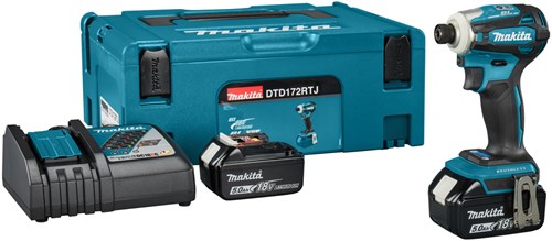 Makita dtd172rtj | visseuse à percussion sans fil | 18v | Batterie 2 x 5,0 Ah + chargeur rapide | dans mbox dtd172rtj