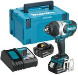 Makita dtw1002rtj clé à chocs 18v batterie 1000 nm 5,0ah (2 pièces), chargeur rapide, mbox
