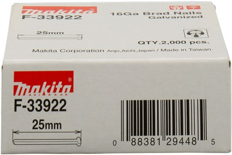 Accessoires Makita longueur de brad 25mm version fil galvanisé épaisseur 1,61mm - f-33922