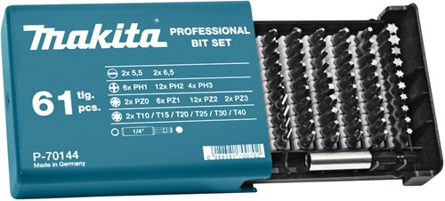Makita accessoires jeu d'embouts de tournevis 61 pièces - p-70144 - p-70144