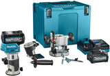 Makita rt001gm205 fraise de dessus et de bord | 40 V maximum | Batterie 2 x 4,0 Ah + chargeur rapide | y compris pieds divers | dans mbox rt001gm205