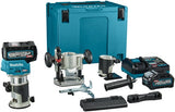 Makita rt001gm206 fraise supérieure et latérale | 40 V maximum | Batterie 2 x 4,0 Ah + chargeur rapide | y compris divers pieds + adaptateur de rail de guidage | dans mbox-rt001gm206