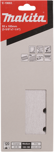 Feuille abrasive Makita 185x93 k120 vlc whi. -e-19663