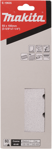 Feuille abrasive Makita 185x93 k60 vlc blanche - e-19635