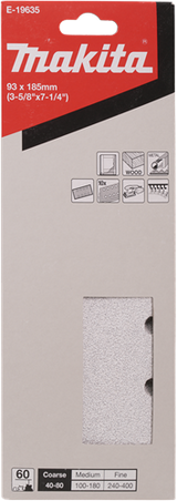 Feuille abrasive Makita 185x93 k60 vlc blanche - e-19635