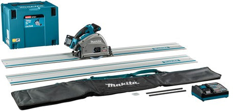 Makita sp001gm103 | Scie circulaire plongeante 40 v max | 165 mm | Batterie 4,0 Ah | chargeur rapide | dans mbox | avec émetteur AWS | rail de guidage (2 pièces) | 1500mm | jeu de bandes de couplage et sac sp001gm103