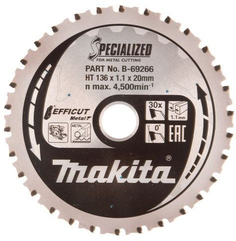 Accessoires Makita lame de scie makita efficut | 136x20x1,1 | 45 tonnes | 0g