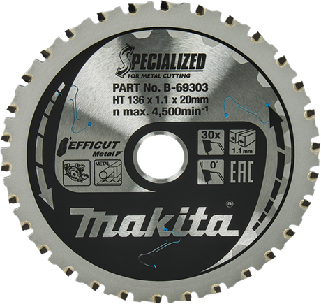Lame de scie Makita ffcut 136x20x1,1 30t 0g - b-69303
