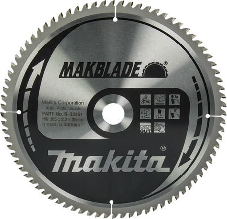 Makita lame de scie bois 305x30x2,3 80t 5g - b-32851