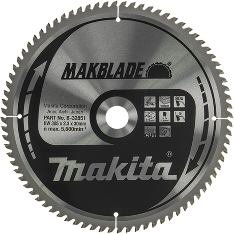 Makita lame de scie bois 305x30x2,3 80t 5g - b-32851