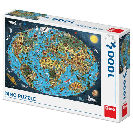 Puzzle Dinotoys - carte du monde spéciale - 1000 pièces