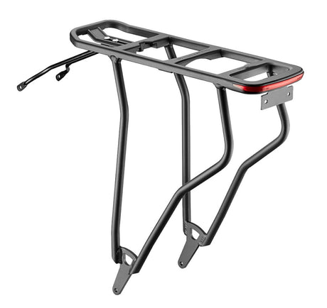 Porte-bagages arrière Massload en aluminium mik, noir mat avec lampe Spanta