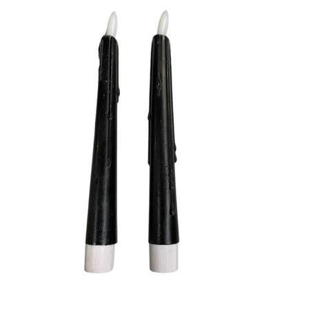 Bougies à flamme magique bougie de dîner LED goutte à goutte 20cm noir lot de 2