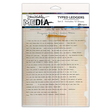 Ranger Ink Ranger • Grand livre dactylographié sur support Dina Wakley, lot de 2, 12 feuilles