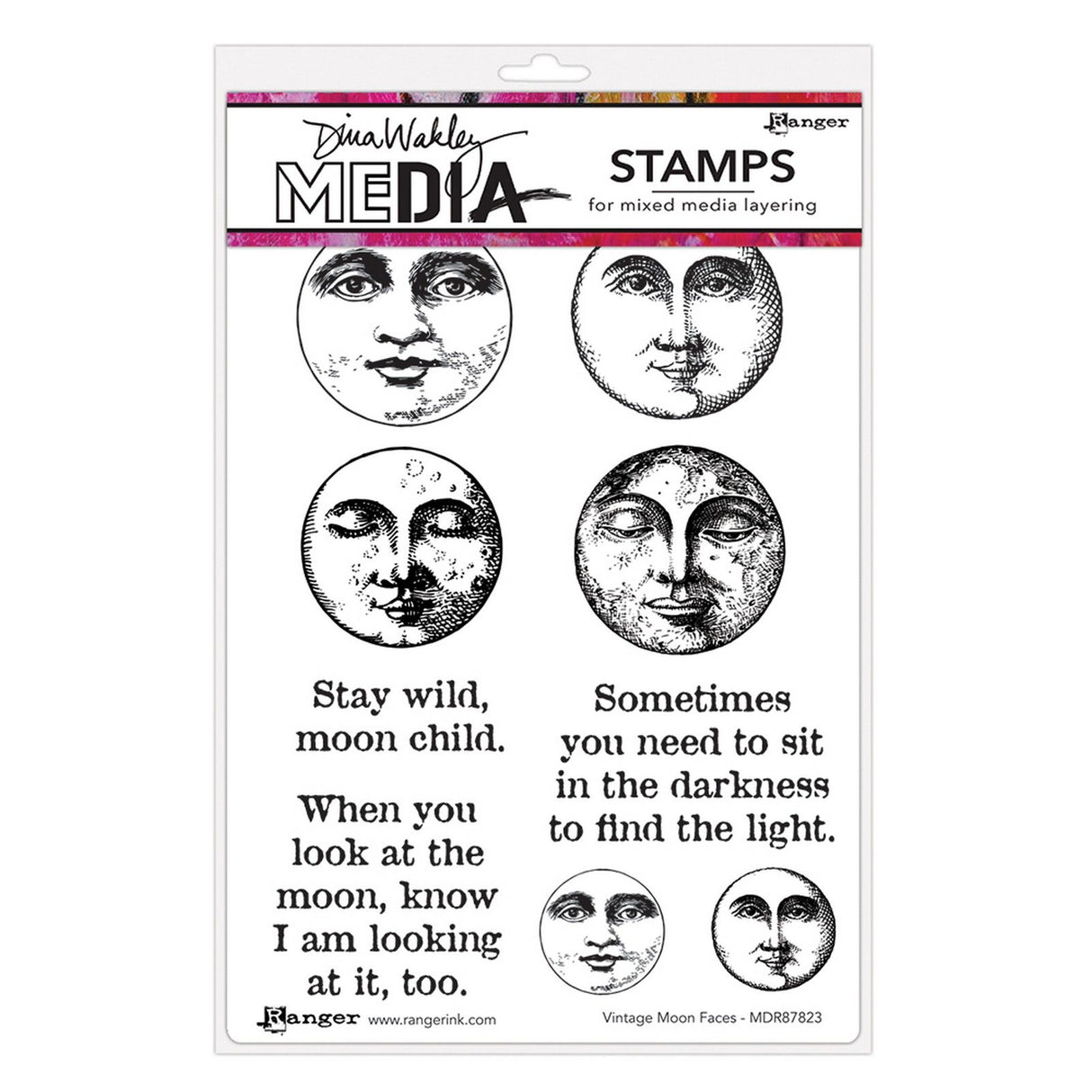 Ranger Ink Ranger • Timbres adhésifs médias Dina Wakley visages de lune vintage