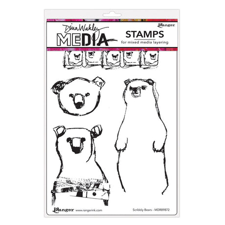 Ranger Ink Ranger • Dina Wakley Media Tampons adhésifs Ours griffonnés 4 pièces