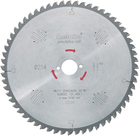 Metabo accessoires lame de scie circulaire hw ct ø 254x30, 48 wz - 628221000