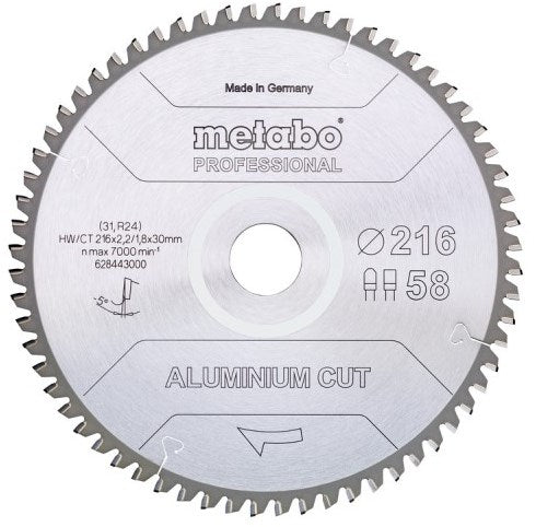 Accessoires Metabo lame de scie circulaire | prof de coupe aluminium | 216x30mm | z58 fz tz 5° nég - 628443000
