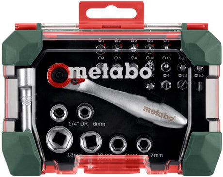 Jeu de clés à douilles à embouts Metabo, jeu de cliquets à embouts sp, 26 pièces.