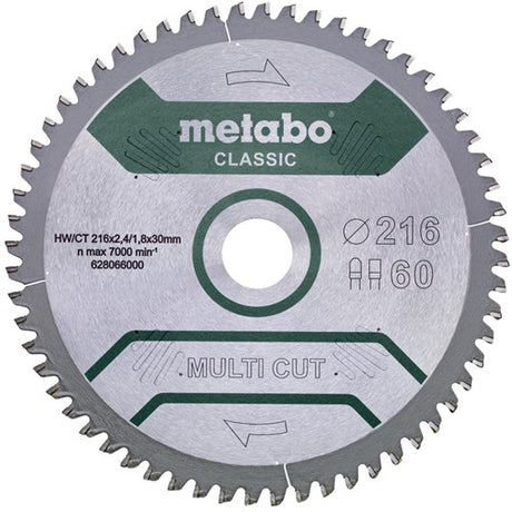 Metabo lame de scie circulaire multi coupe hw ct ø 216 mm, 60t fz tz 5°n - 628066000