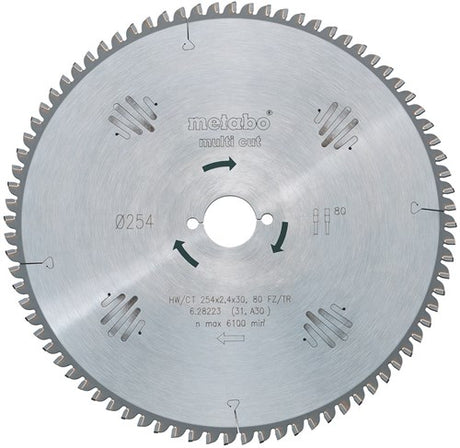 Metabo lame de scie circulaire multi coupe hw ct ø 254 mm, 80t fz tz - 628093000