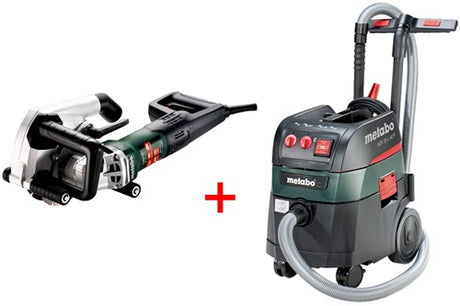 Metabo mfe 40 coupe-fente mural 1900 watts profondeur 40 mm avec disques 125 mm + aspirateur de chantier asr 35 l acp