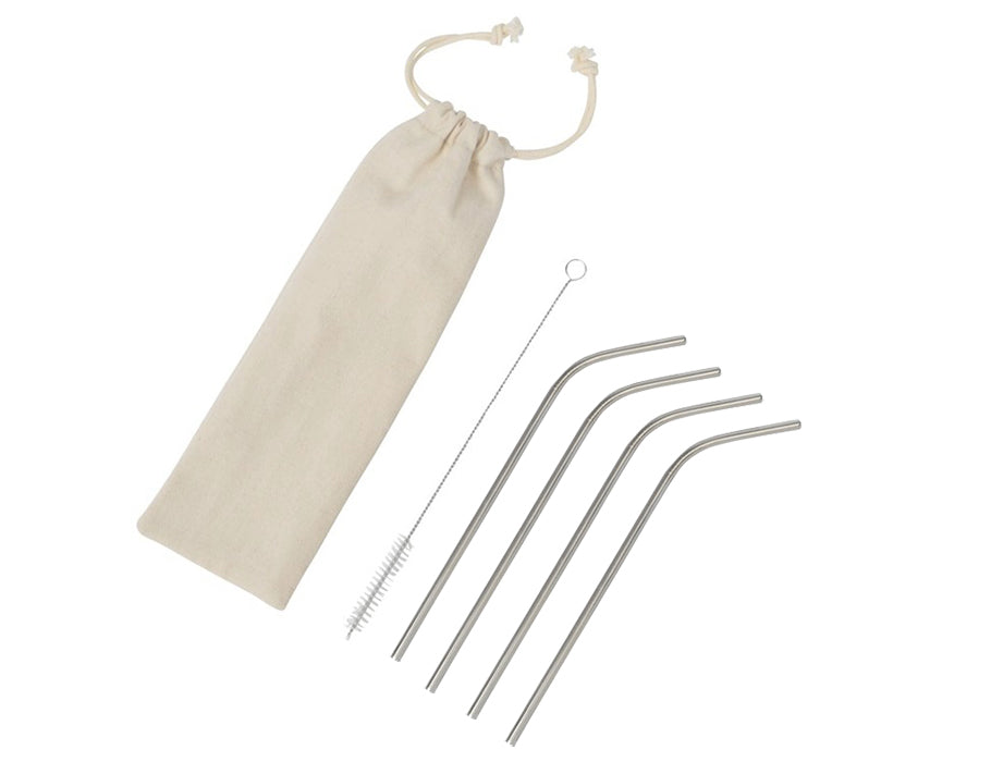 Ah ! tableau! pailles en acier inoxydable courbées - 4 pcs