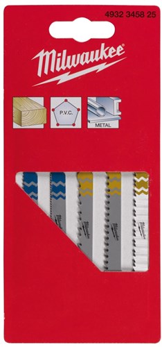 Milwaukee 4932345825 Ensemble professionnel de 5 lames de scie sauteuse - bois métal plastique