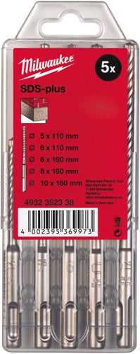 Milwaukee accessoires set sds-plus marteau perforateur en cassette plastique (5 pièces) nouveau ms2 - 4932352338