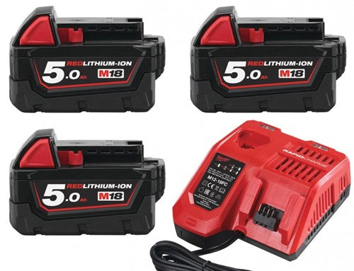 Milwaukee m18 nrg-503 - chargeur multi m12-18 fc + 3x batterie m18 5,0 ah