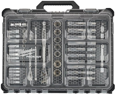 Milwaukee ratel- en dopsleutelset packout metrisch ¼ ½ (63-delig) - 4932493661