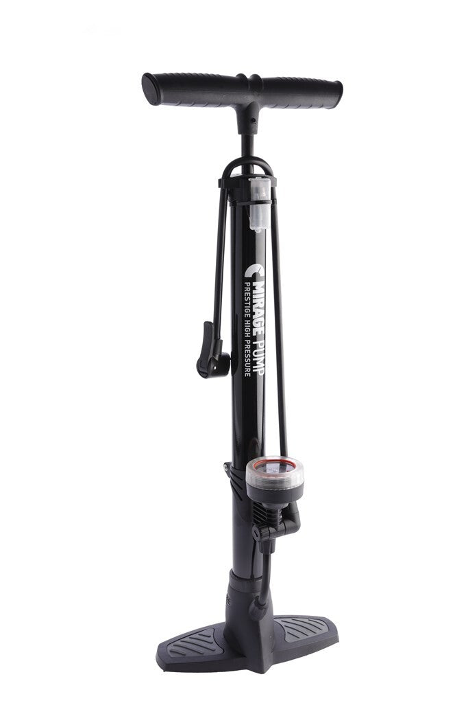 Mirage floor pump steel with meter dualhead