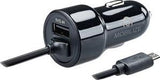 Mobilize Chargeur voiture USB double 4800ma + câble micro USB noir 1m - 9540125
