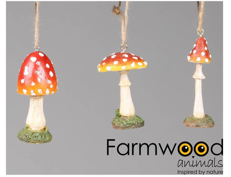 Champignon décoratif à suspendre animaux de ferme 7cm