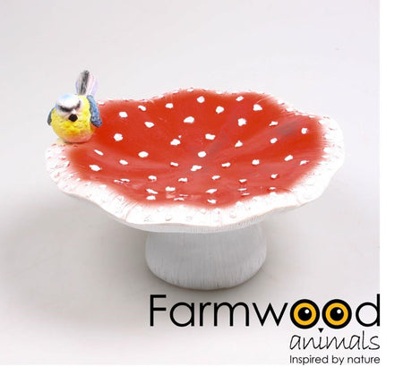 Champignon de bain d'oiseaux animaux de ferme avec oiseau 23x23x14cm
