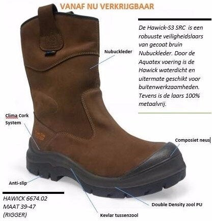 No risk werklaars hawick aqua-tex xw 1674.02 metaalvrij s3 | bruin | maat 42 - 00.071.011.42