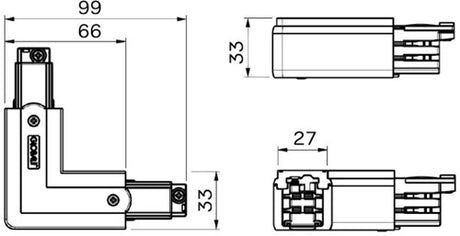 Pièce d'angle nordique fixe à 90°. pour. rail blanc gauche 5050030
