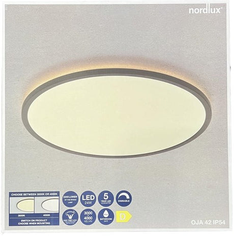 Enzo nordlux led plafonniere oja 42 zwart 24w 3000k 4000k 42cm - 4802331