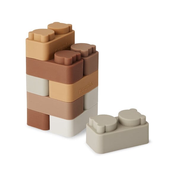 Nuurooo Nuuroo Pile Silicone Building Bricks 10 st Brown Color Mix