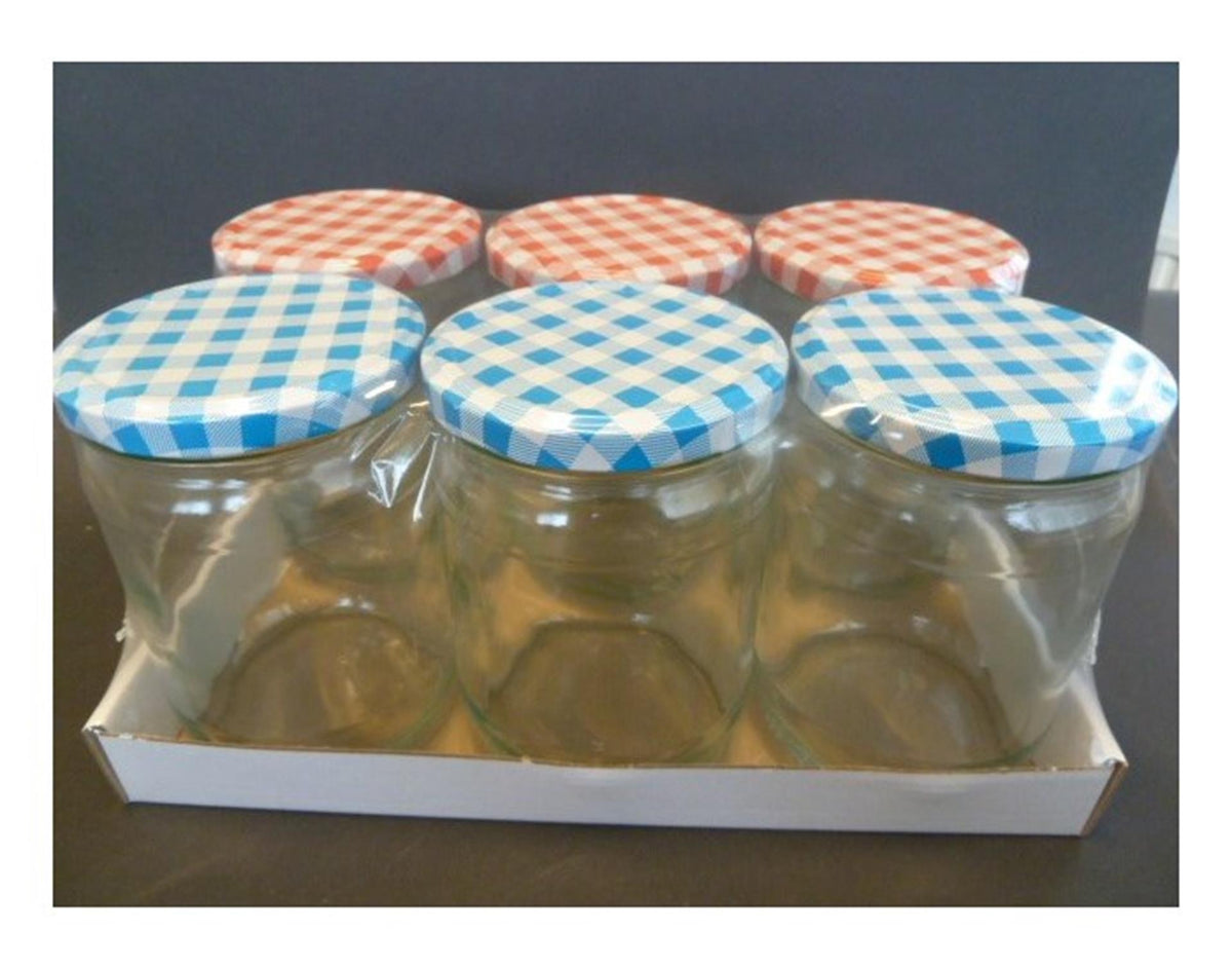 Pot de confiture en verre Deti avec couvercle à vis à carreaux 580 ml, lot de 6.