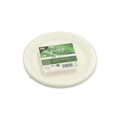 Papstar borden suikerriet rond ø18cm wit pak a 12 stuks