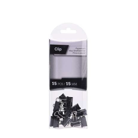 Papierklemmen zwart 15mm 15 stuks