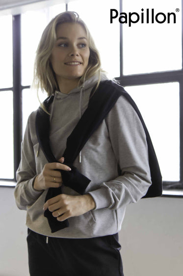Papillon Sweat Hoody Cotton Ladies Grey Taille S