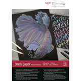 Tombow • papier noir din a5 (14,8 x 21 cm), 15 feuilles, 250 g m² (120 lbs), noir