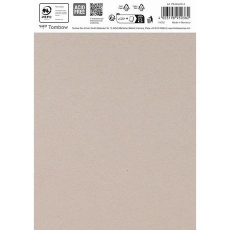 Tombow • papier noir din a5 (14,8 x 21 cm), 15 feuilles, 250 g m² (120 lbs), noir